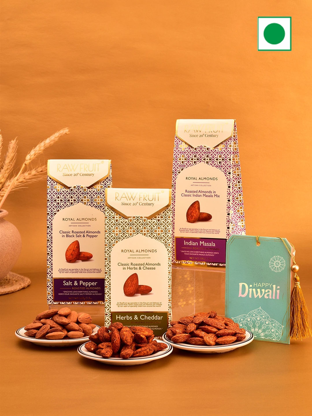 

RawFruit Pack of 3 Diwali Dried Fruit, Beige