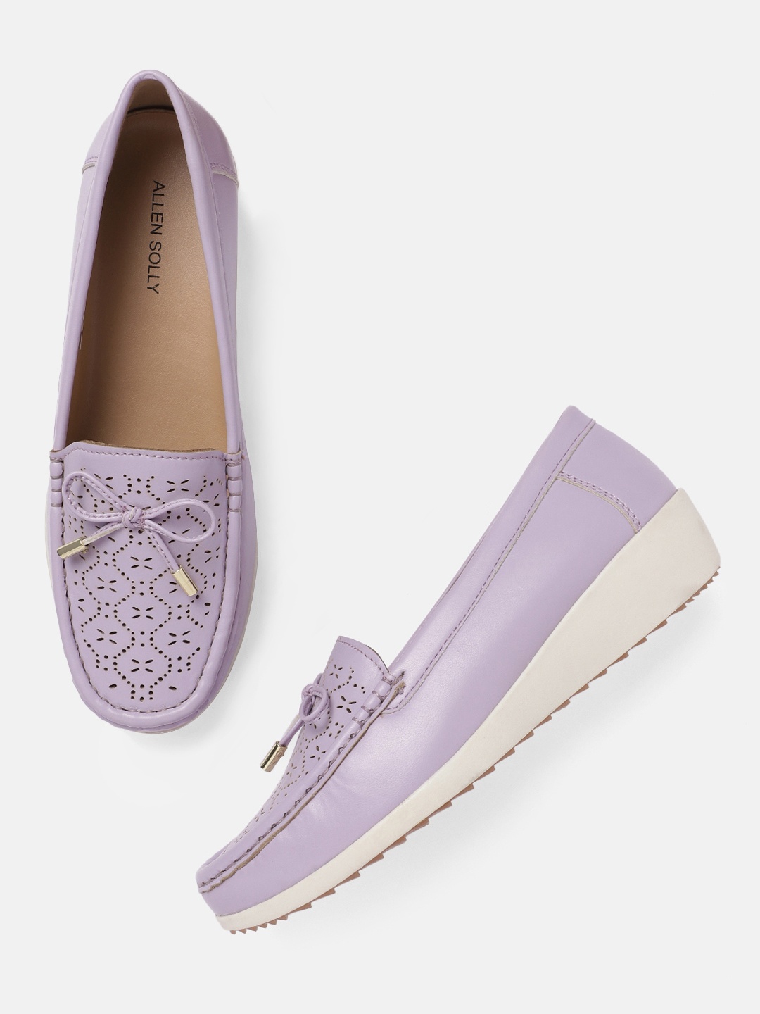 

Allen Solly Women Laser Cut Loafers with Bow Detail, Lavender