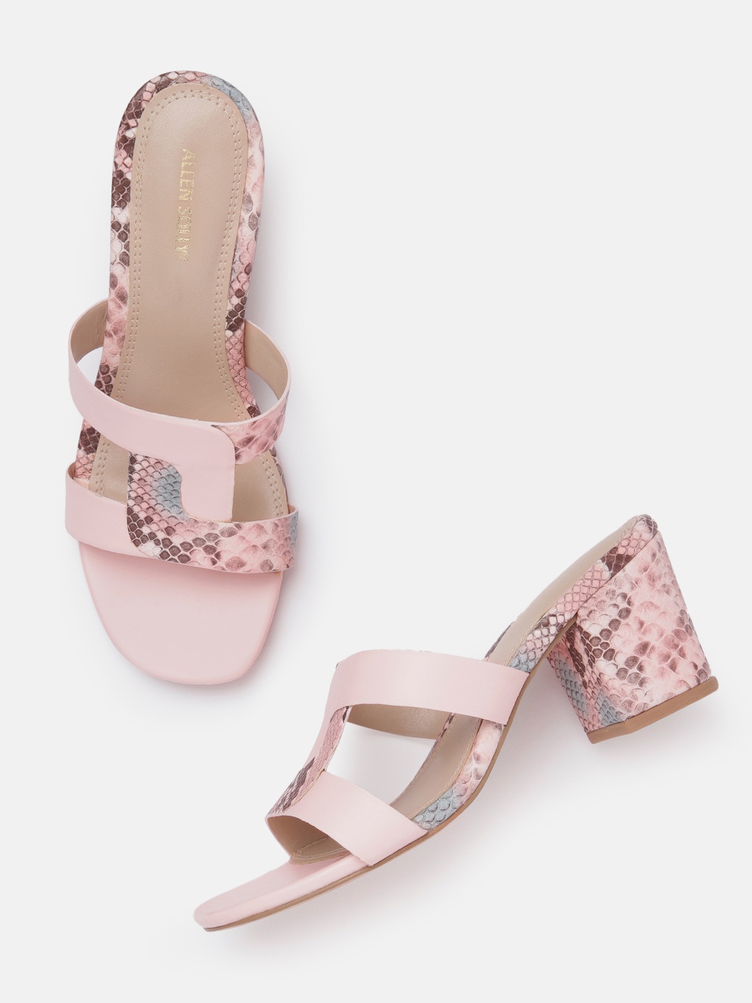 

Allen Solly Snake Skin Textured Block Heel, Pink