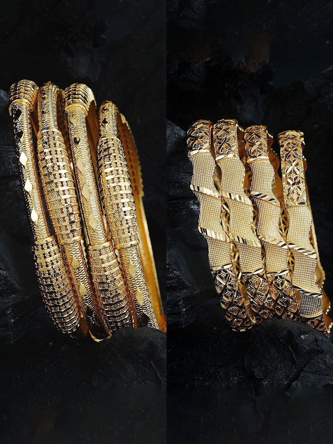 

MANSIYAORANGE Set of 8 Gold-Plated Bangles