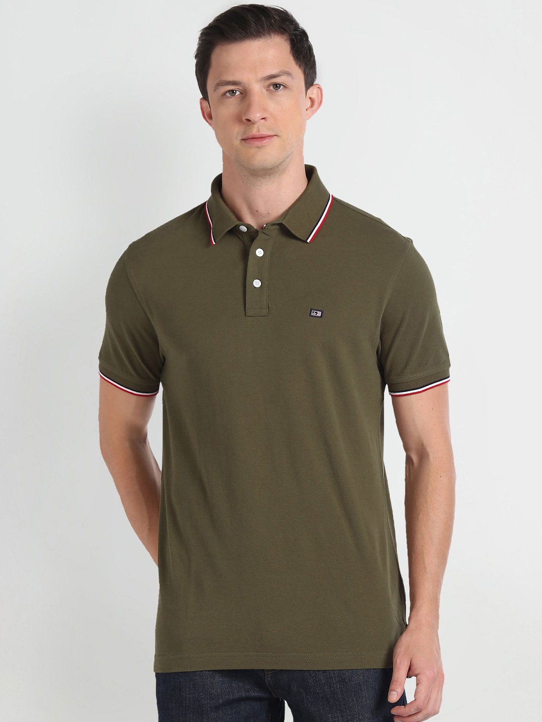 

Arrow Sport Cotton Polo Collar T-shirt, Green