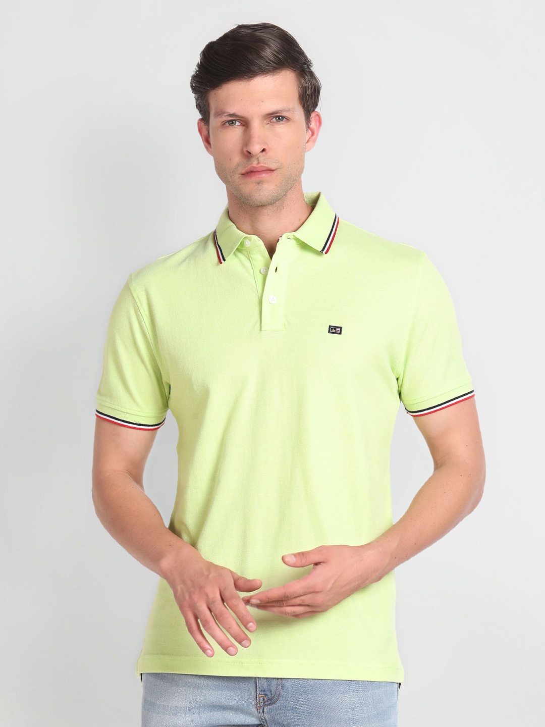 

Arrow Sport Cotton Polo Collar T-shirt, Green