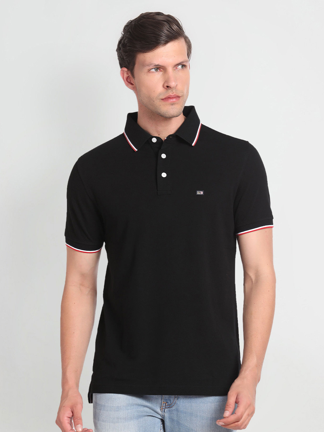 

Arrow Sport Cotton Polo Collar T-shirt, Black