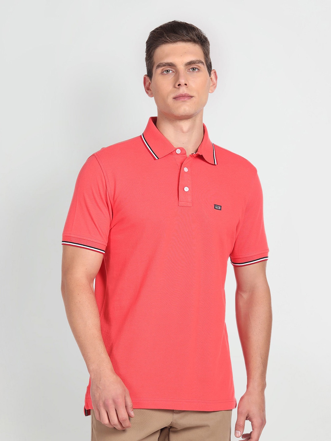 

Arrow Sport Polo Collar Relaxed Fit Pure Cotton T-shirt, Red