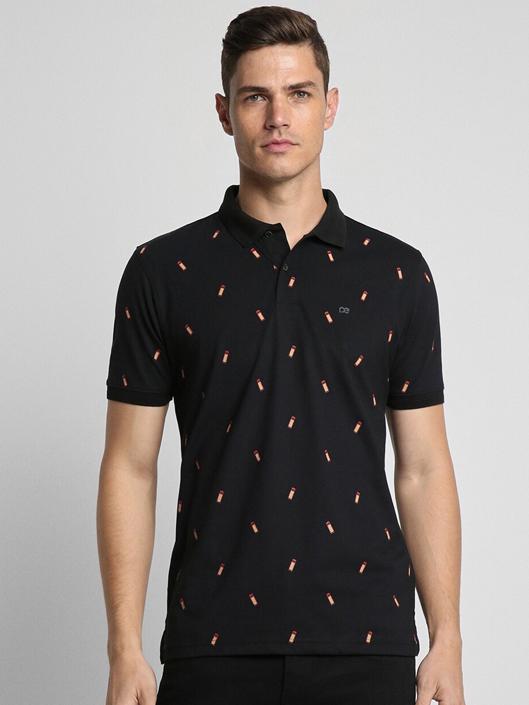 

Peter England Casuals Conversational Printed Polo Collar T-shirt, Black