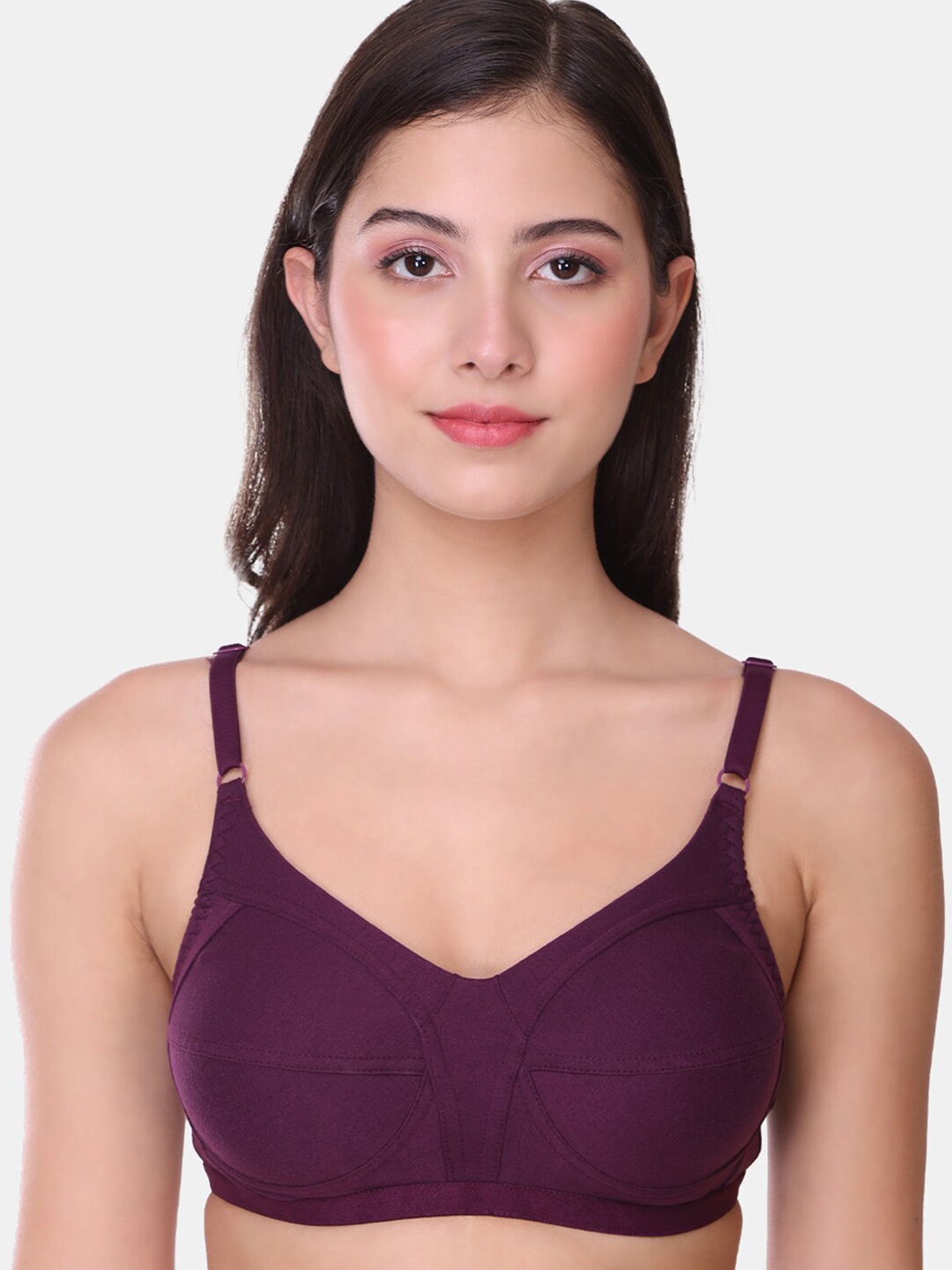 

SONA Cut & Sew Full Coverage Non Wired Non Padded Cotton All Day Comfort Everyday Bra, Purple