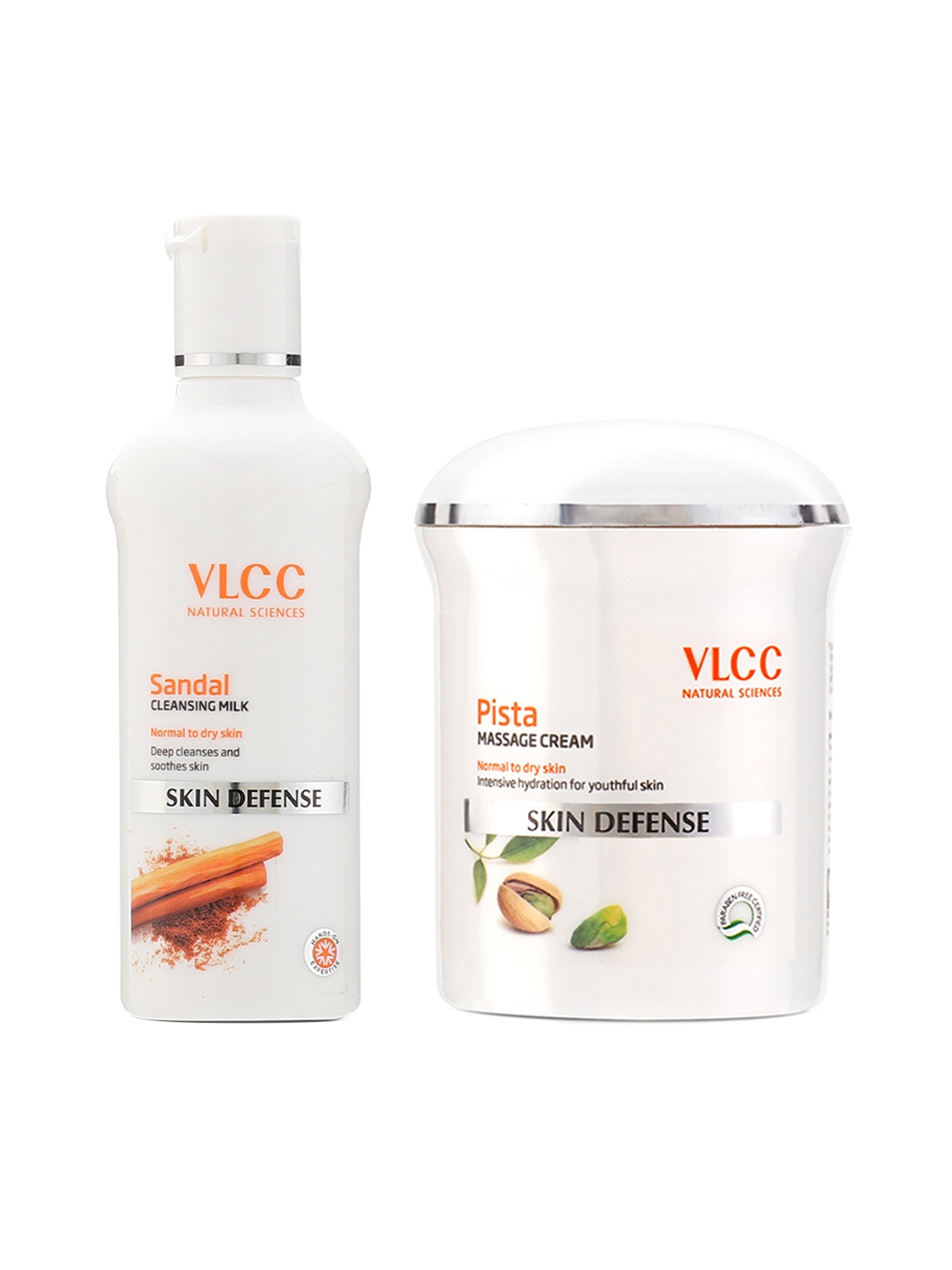 

VLCC Skin Defense Pista Massage Cream 50g & Sandal Cleansing Milk 100ml Combo, White