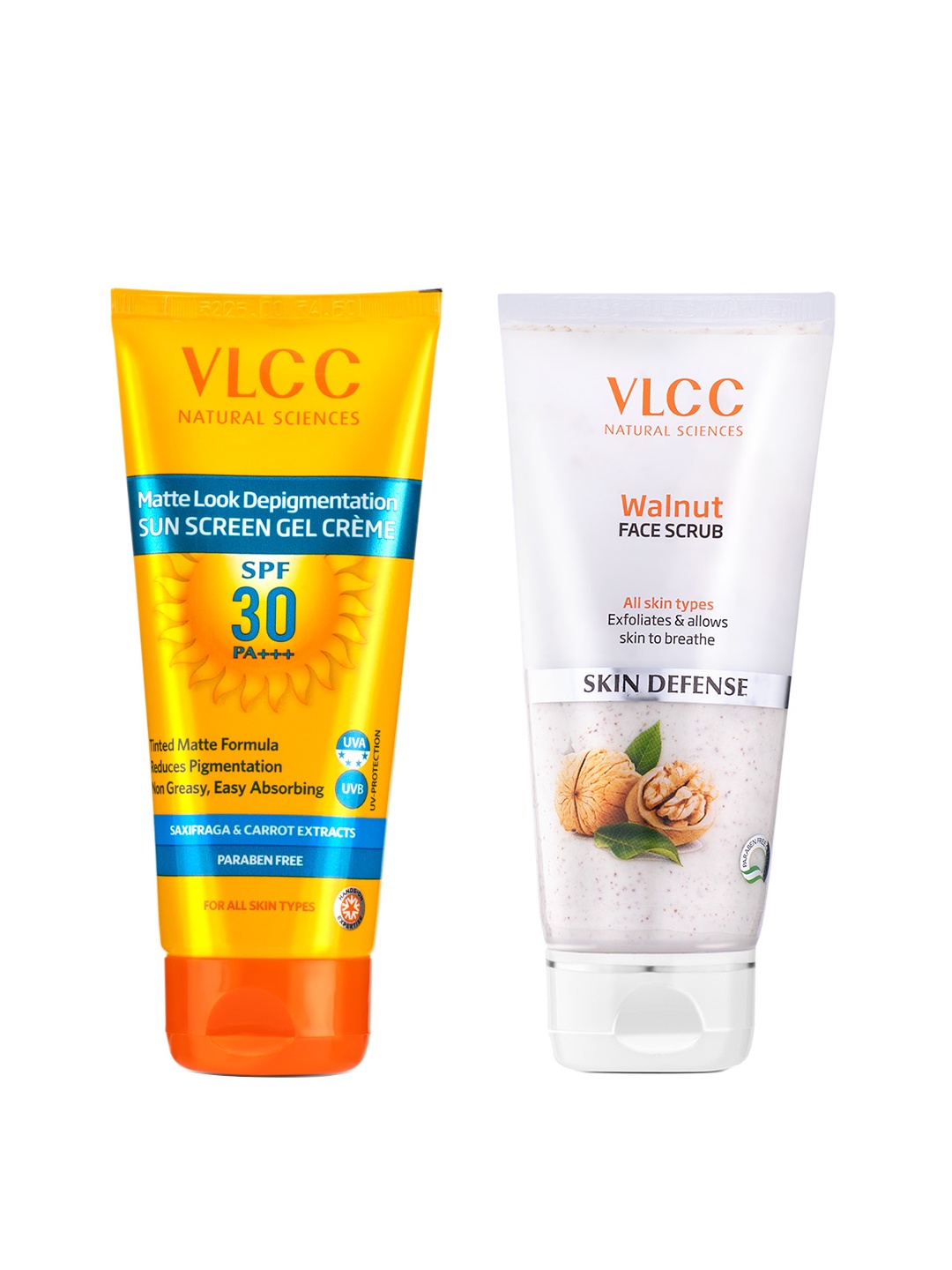 

VLCC Set of Walnut Scrub 80g & Matte Look SPF30 SunScreen Gel Creme 50g, White