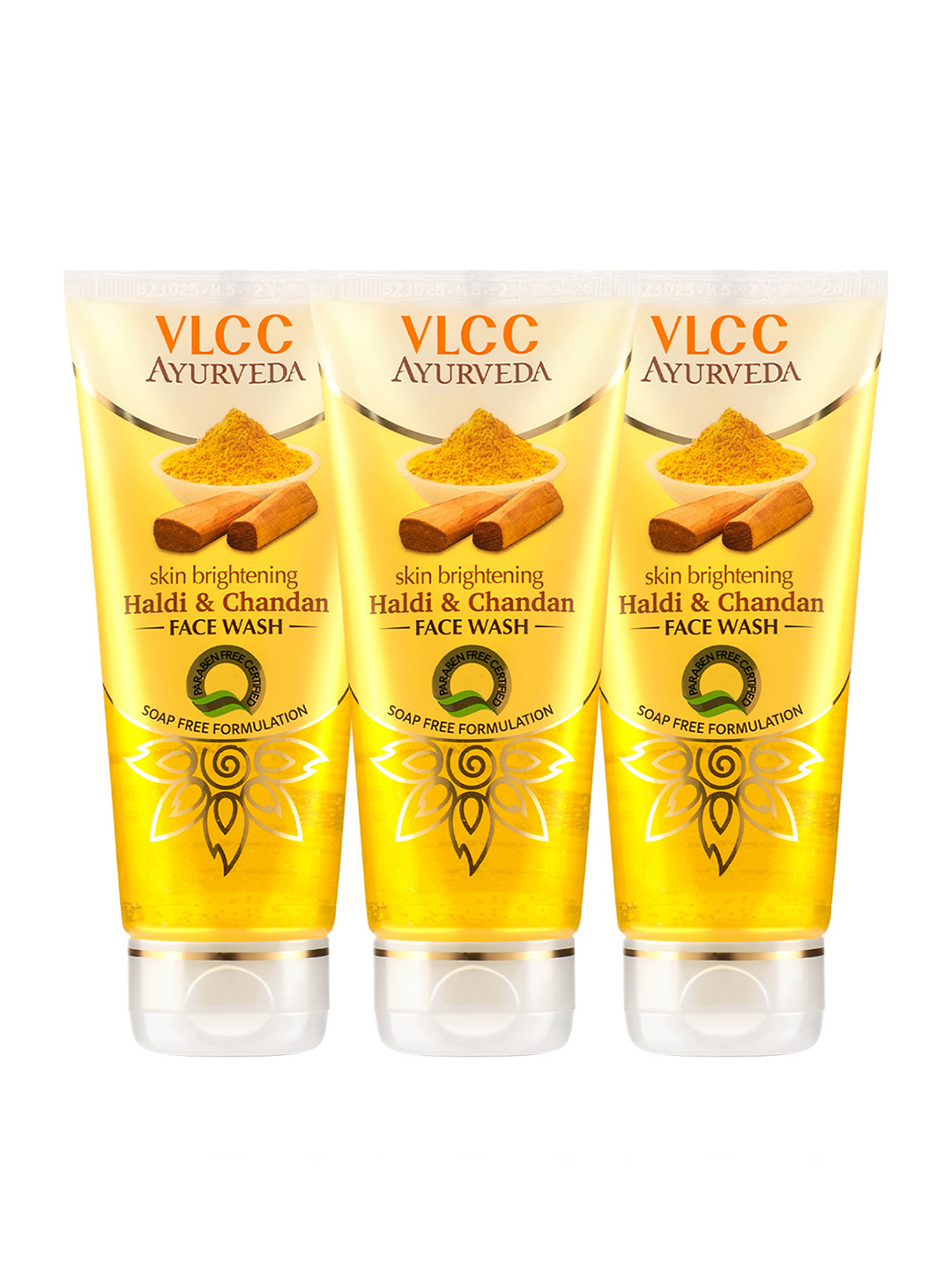 

VLCC Set of 3 Ayurveda Skin Brightening Haldi & Chandan Soap-Free Face Wash - 100ml each, Yellow