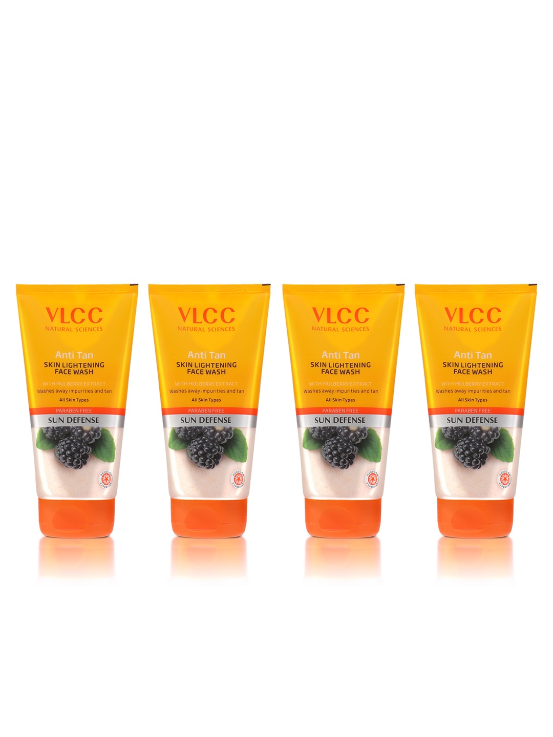 

VLCC Set of 4 Anti-Tan Skin Lightening Face Wash - 150g Each, Yellow