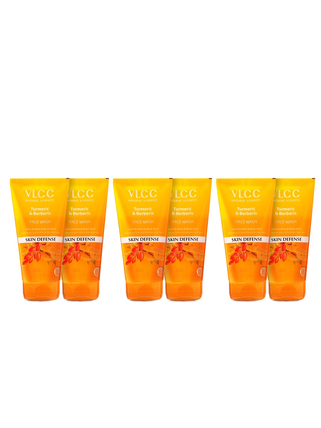 

VLCC Set Of 6 Skin Defense Turmeric & Berberis Face Washes - 150ml Each, Orange