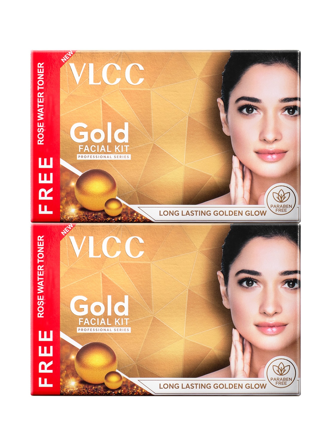 

VLCC Set Of 2 Gold Facial Kit - 300g Each with FREE Rose Water Toner - 100ml Each