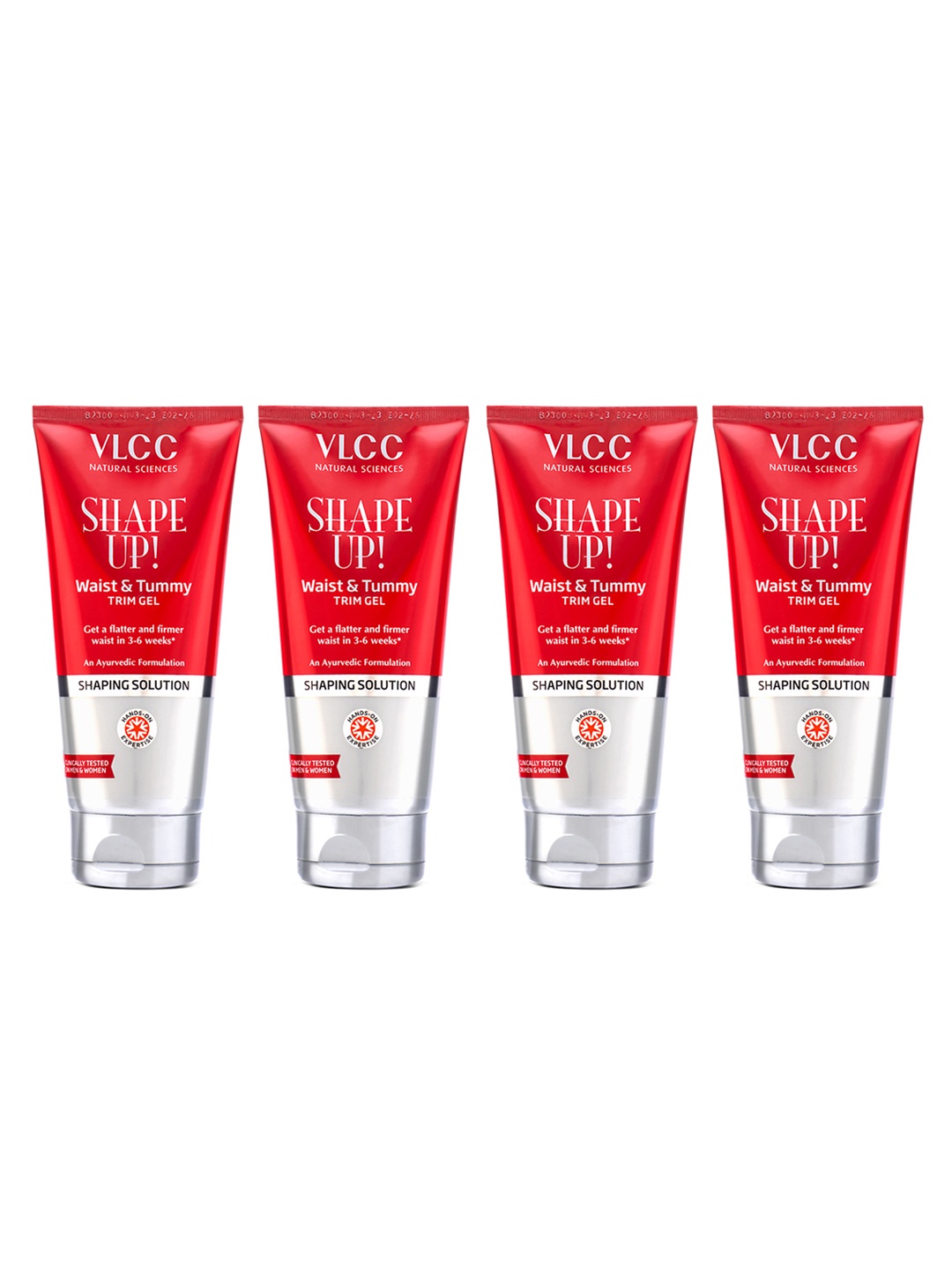 

VLCC Set Of 4 Shape Up Waist & Tummy Trim Gel With Lemon Peel & Cyprus Oil - 200ml Each, Red