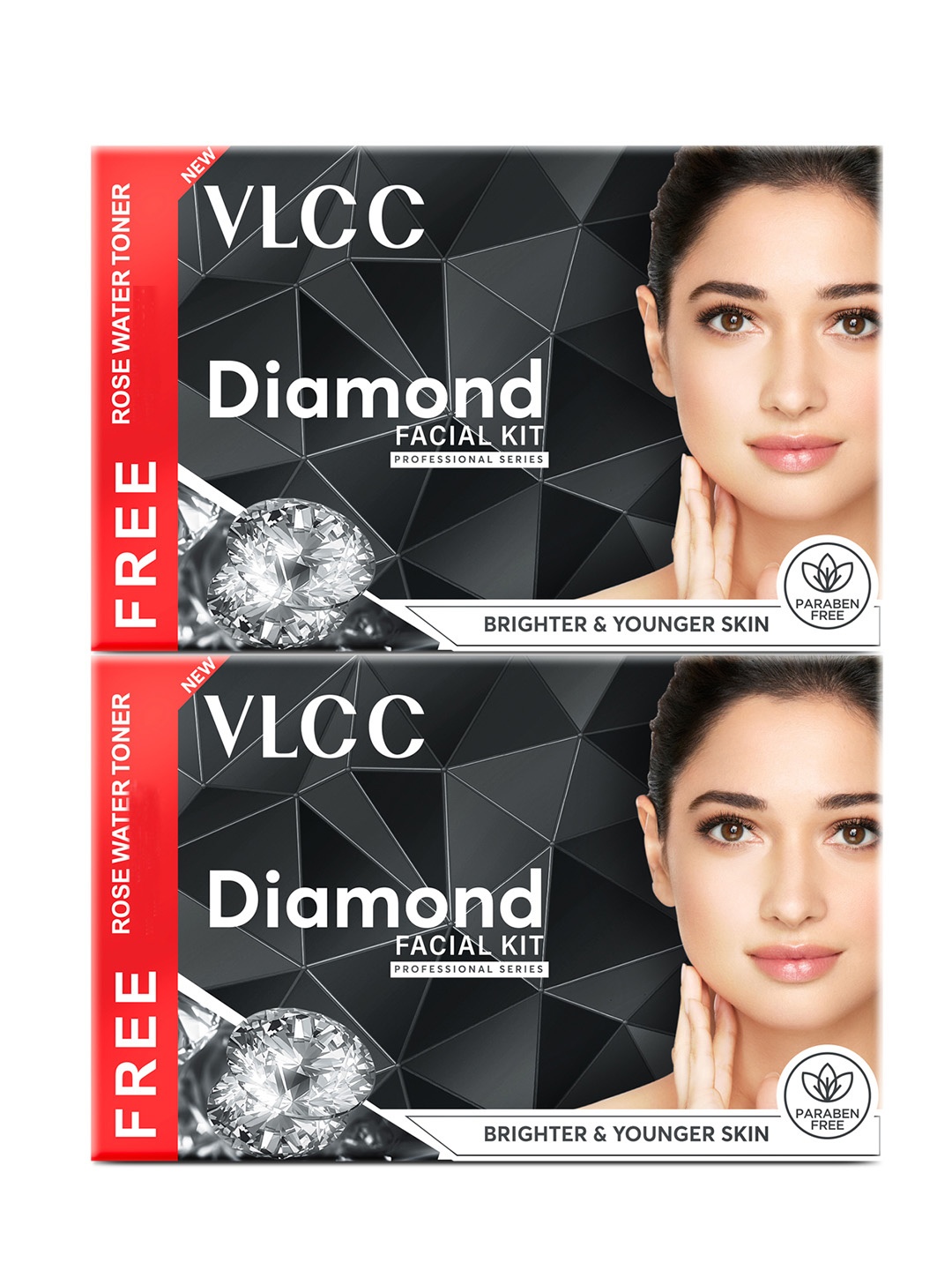 

VLCC 2Pcs Diamond Facial Kit 300g with Free Rose Water Toner with Colloidal Diamond 100ml, Blue