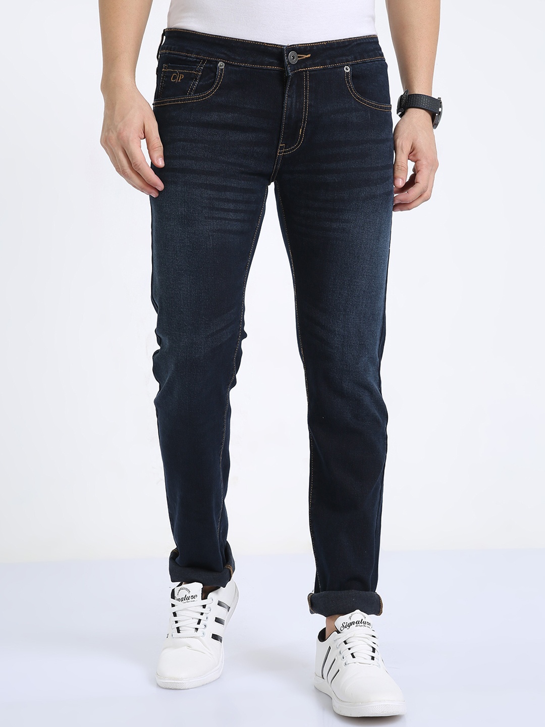 

Classic Polo Men Jean Slim Fit Clean Look Light Fade Stretchable Jeans, Navy blue