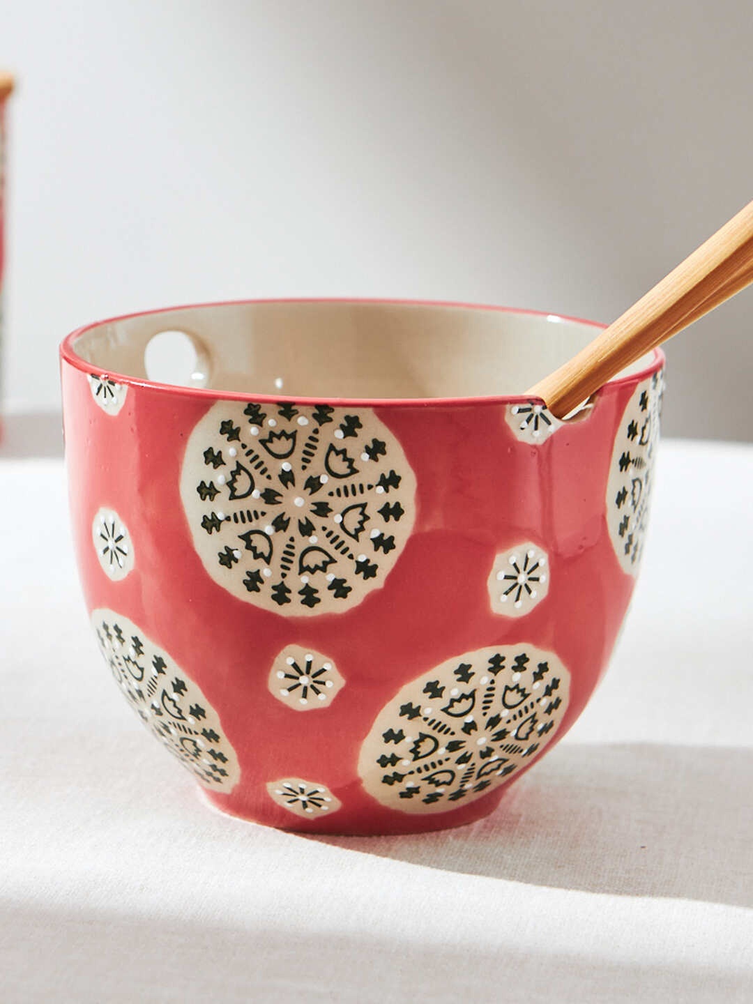 

Chumbak Red & White Floral Printed Ceramic Glossy Bowl