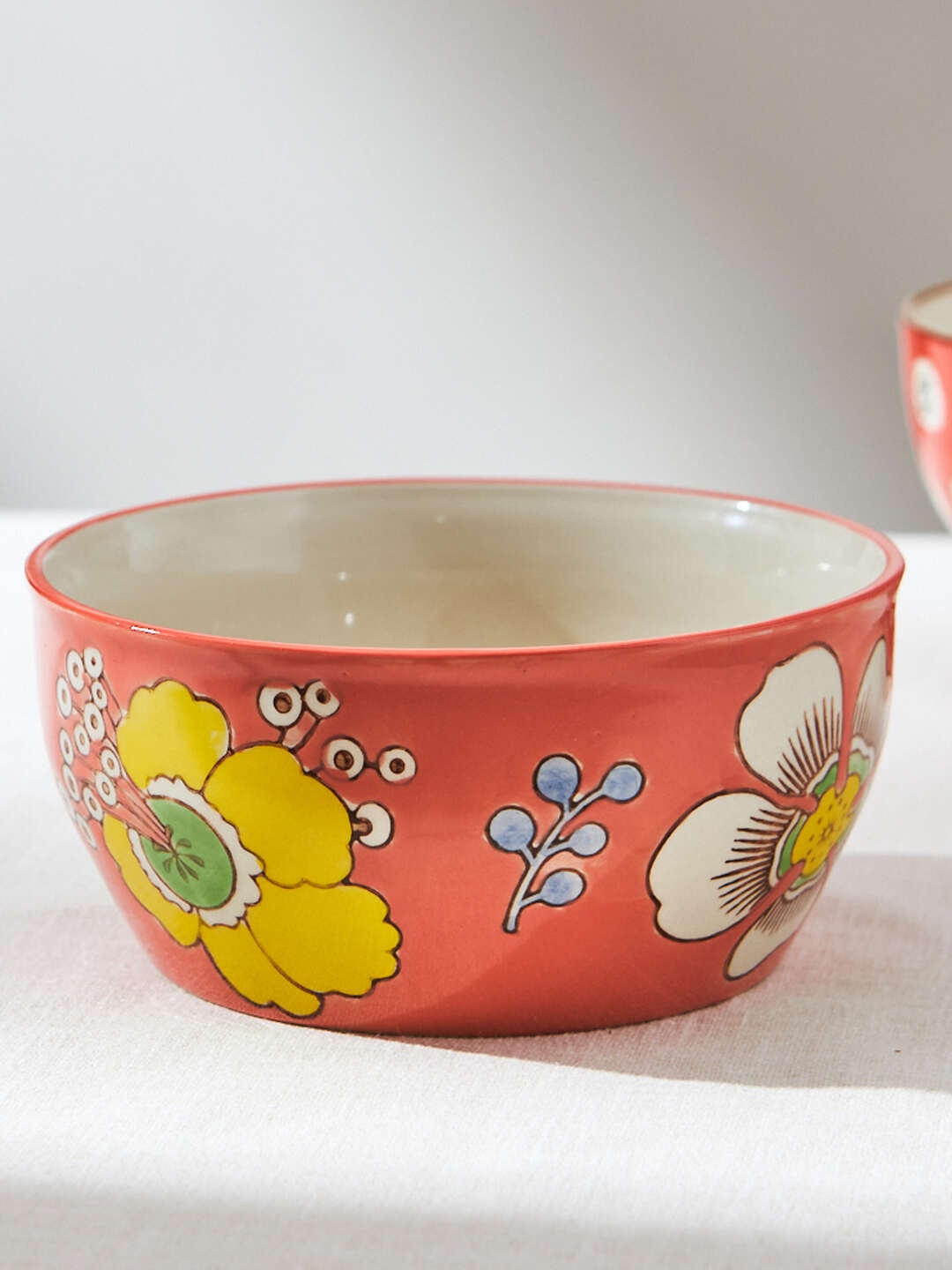 

Chumbak Red & White Floral Printed Ceramic Glossy Bowl