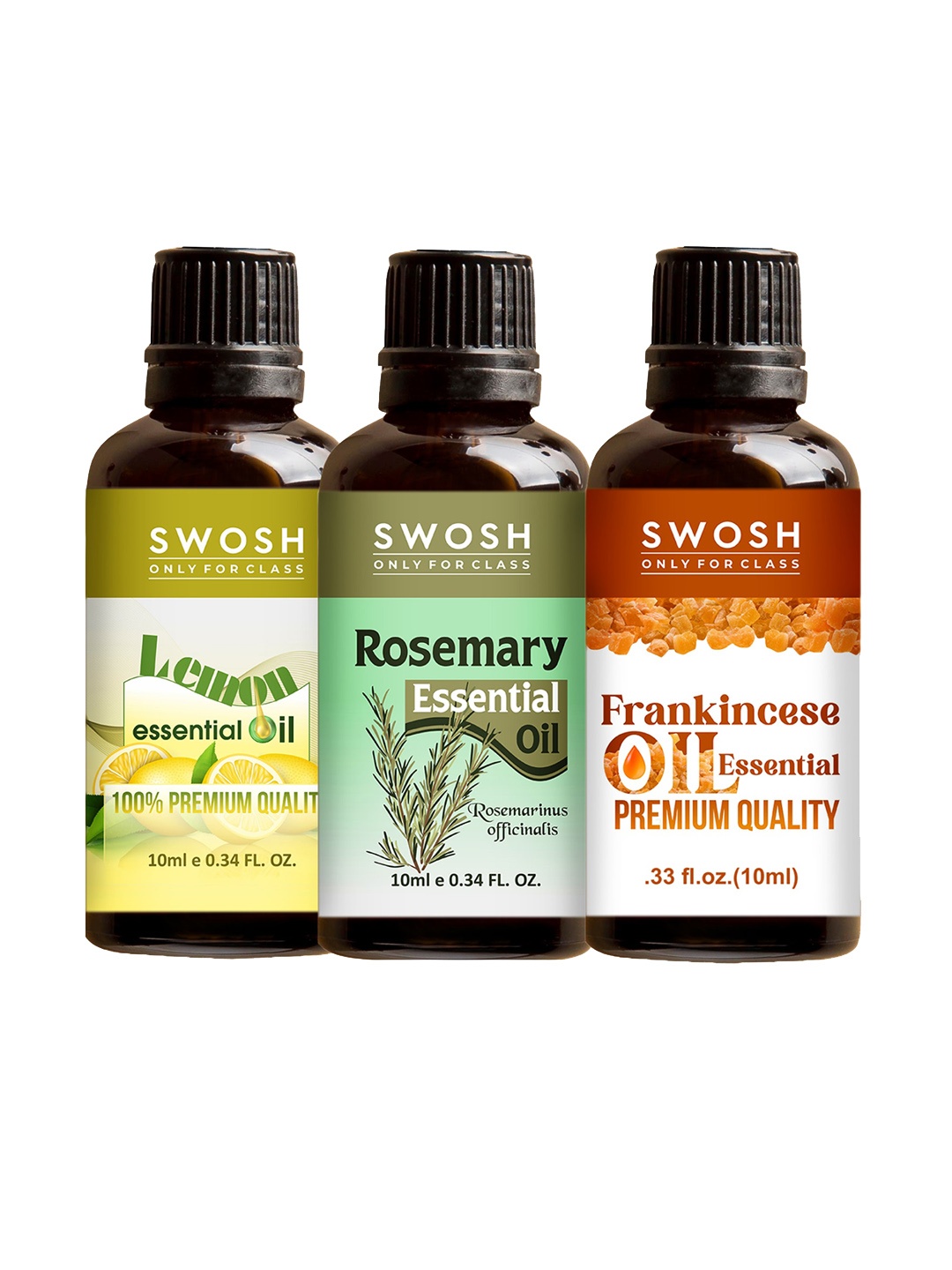 

SWOSH 3 Pcs Pure & Natural Essentials Oils - 10 ML Each, Transparent