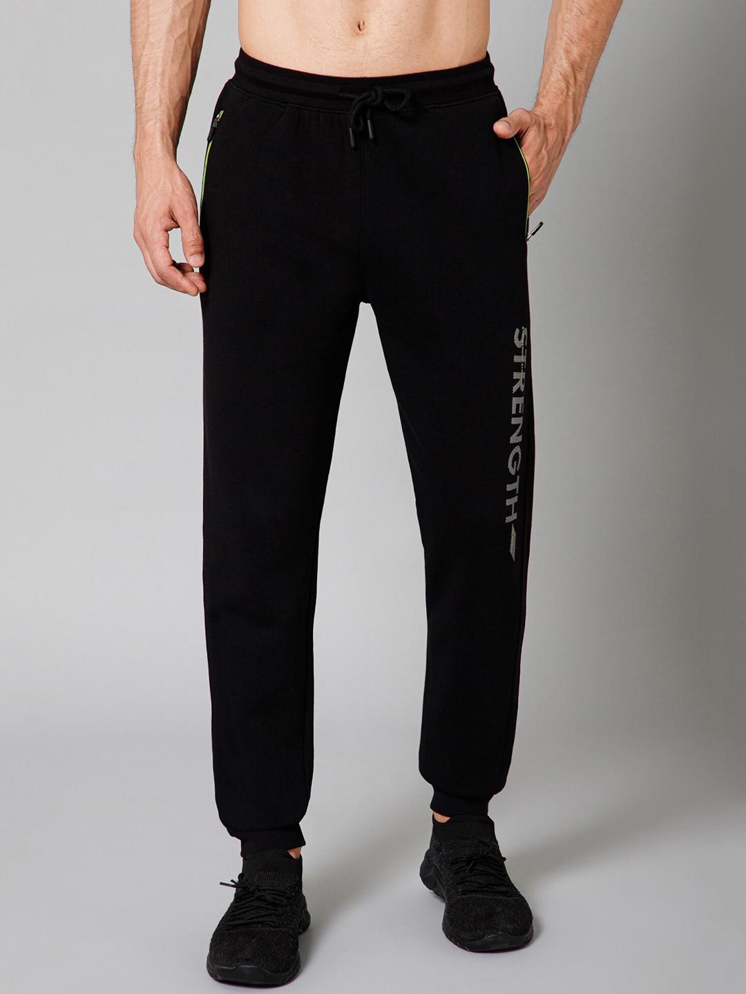 

Cantabil Men Fleece Mid-Rise Track Pants, Black