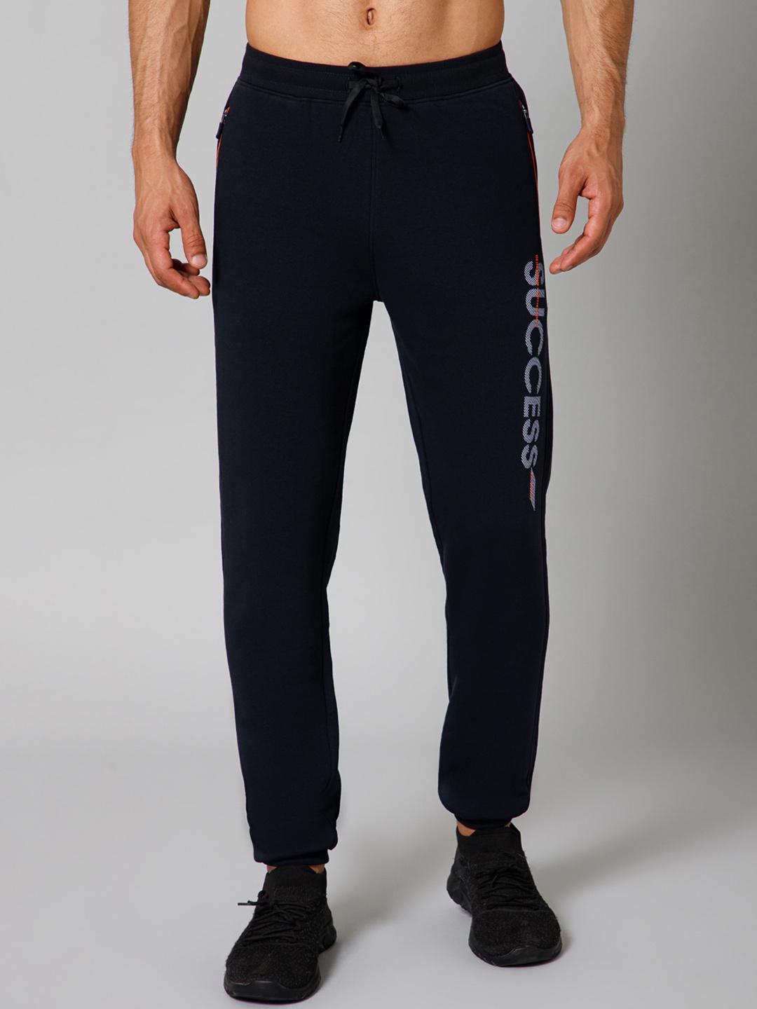 

Cantabil Men Regular Fit Mid Rise Joggers, Navy blue