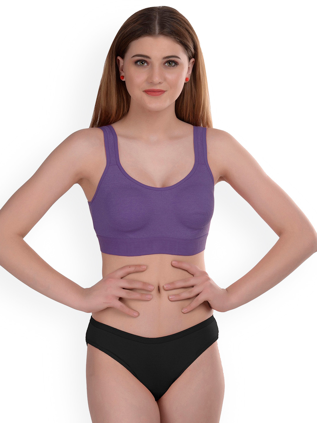 

PIBU Non Padded Comfortable Cotton Lingerie Set PE_Gayla set_Purple_30