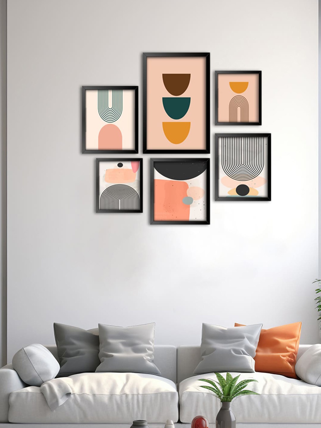 

999Store Pink & Black 6-Pieces Printed Wall Art