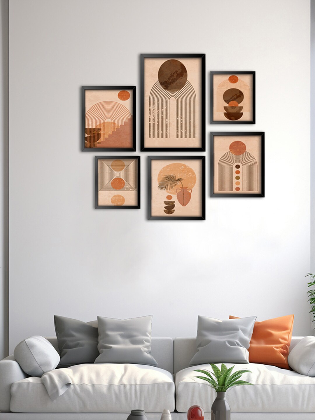 

999Store Brown 6-Pieces Abstract Boho Printed Wall Art