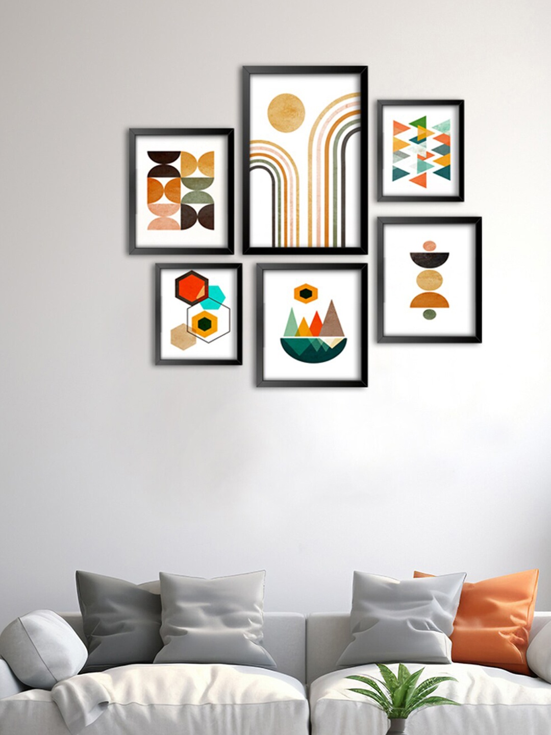 

999Store White & Beige 6 Pieces Painted Wall Arts