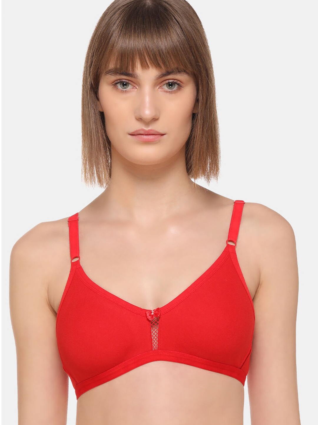 

SONA Medium Coverage Non Padded Cotton T-shirt Bra With All Day Comfort, Red