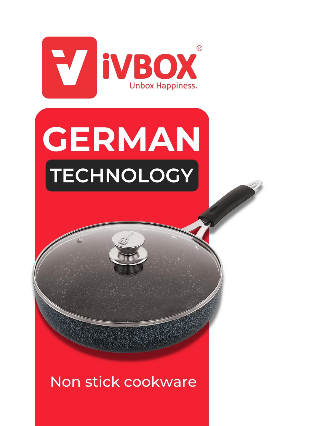 

iVBOX Ruf-Tuf Black Aluminum Dishwasher Safe Frying Pan-25 cm