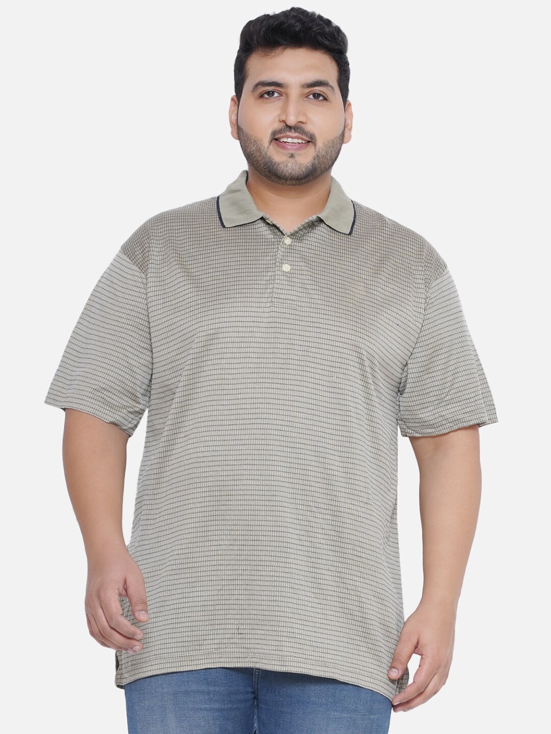 

Santonio Men Green Striped Polo Collar Pockets T-shirt