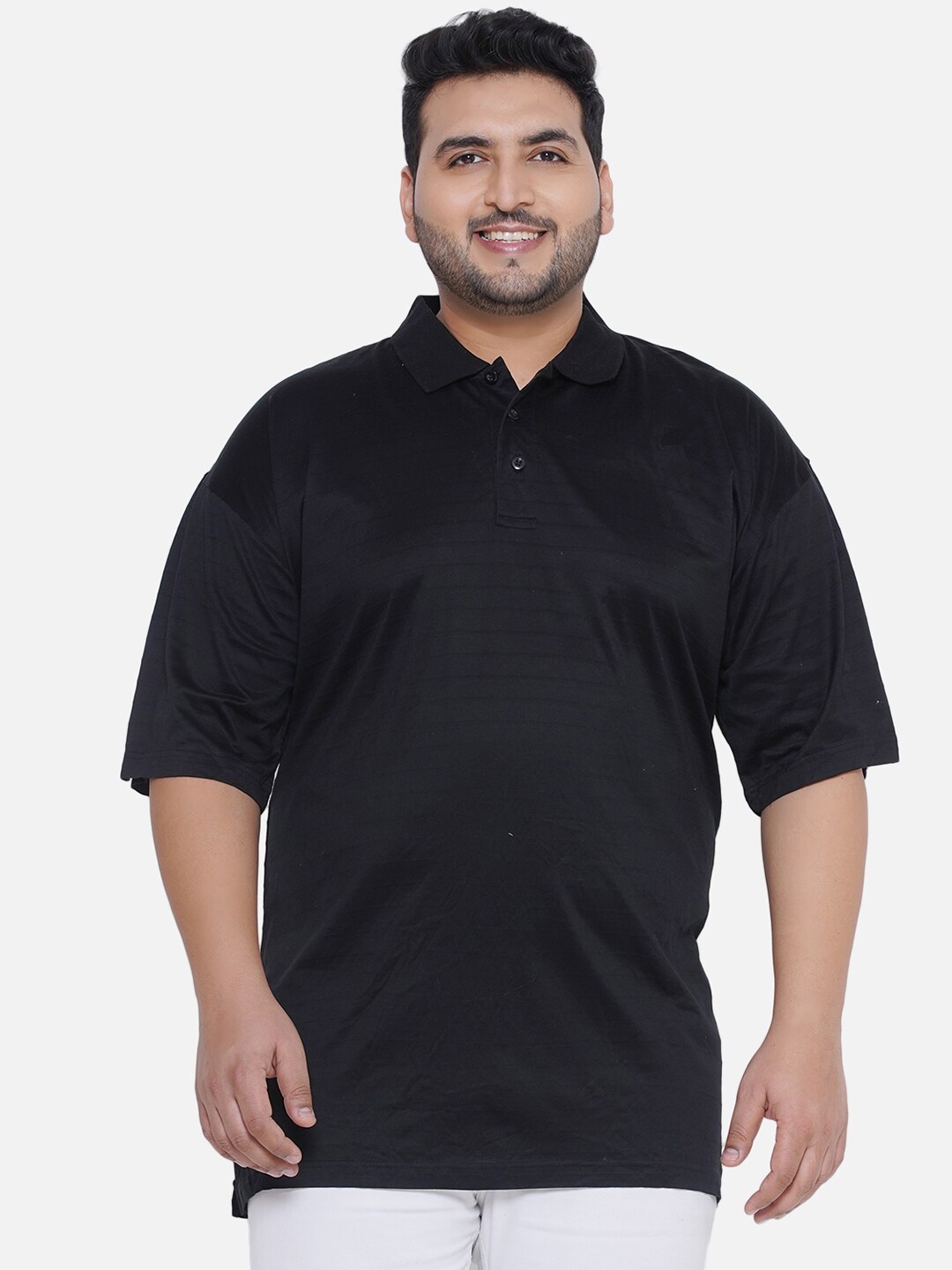 

Santonio Polo Collar Pure Cotton T-shirt, Black