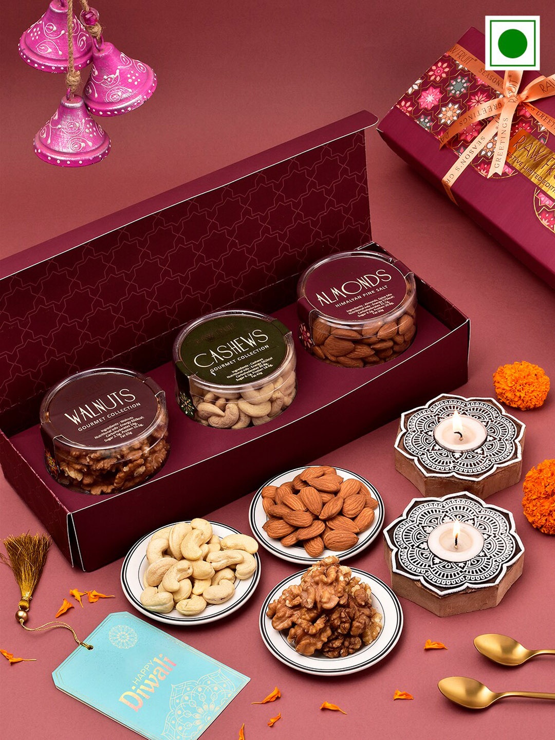 

RawFruit Diwali Nut Box Trio, Cream