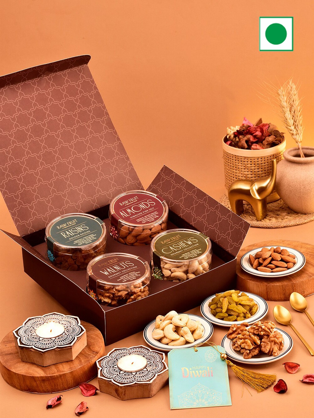 

RawFruit Diwali Dry Fruits Gift Set-125 gms Each, Red