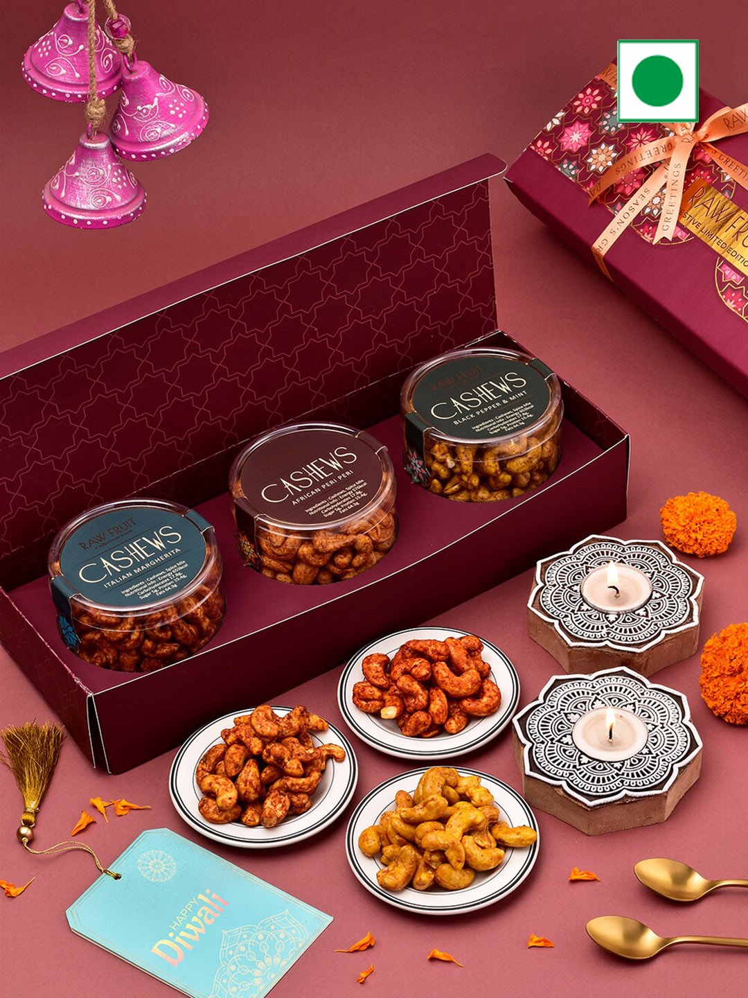 

RawFruit Set Of 3 Nut Diwali Treat -125 gms Each, Rose