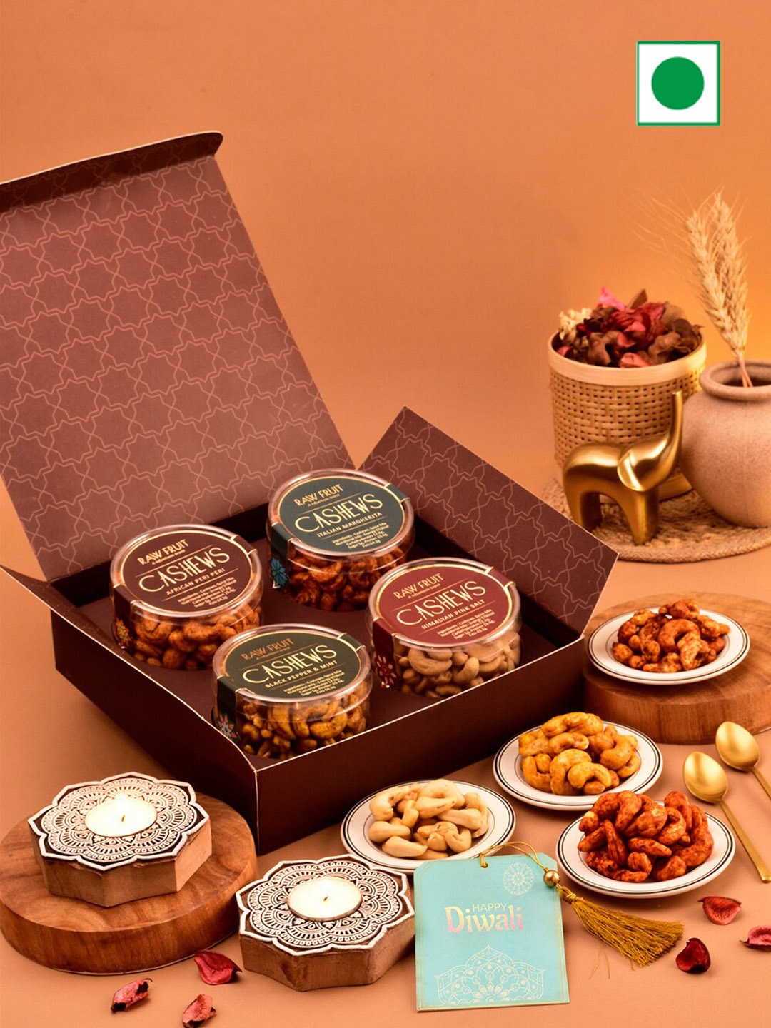 

RawFruit Diwali Dry Fruits Gift Set-125 gms Each, Red