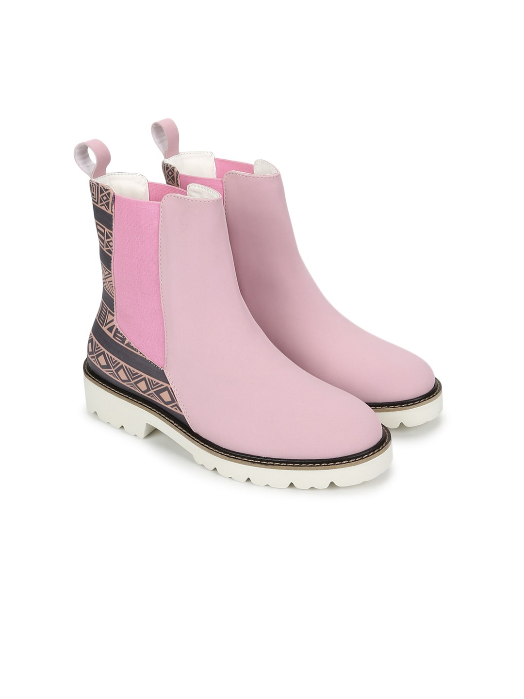 

yoho Women Mid Top Digital Printed Chelsea Boots, Pink