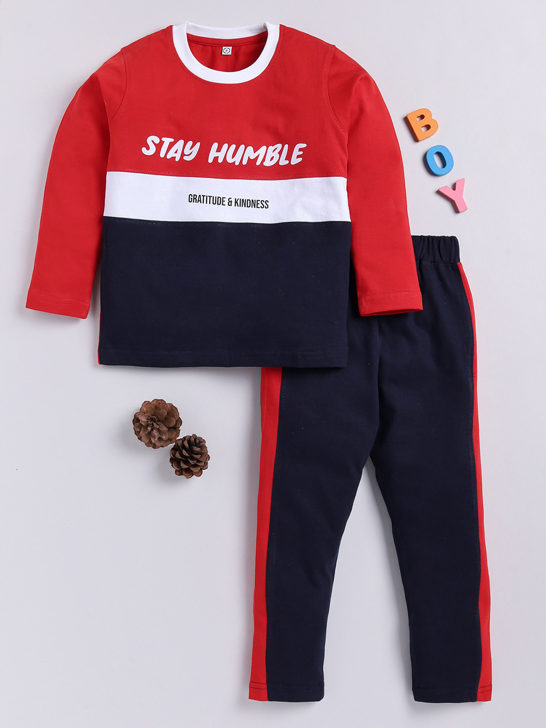 

Toonyport Boys Typography Printed Cotton Tracksuits, Red