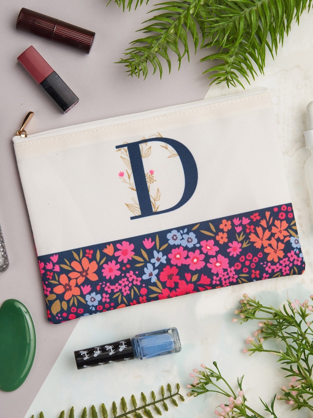 

Doodle Printed Fade Proof Cosmetic Pouch, Navy blue