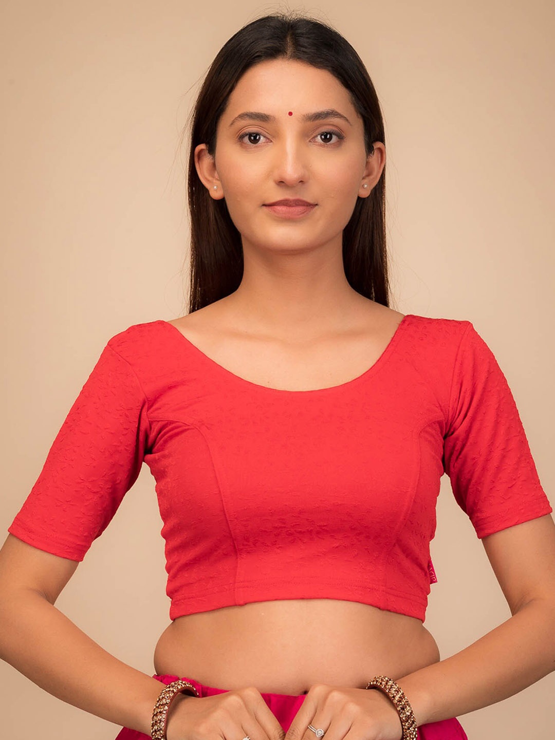 

Bindigasm's Advi Self Designed Saree Blouse, Red