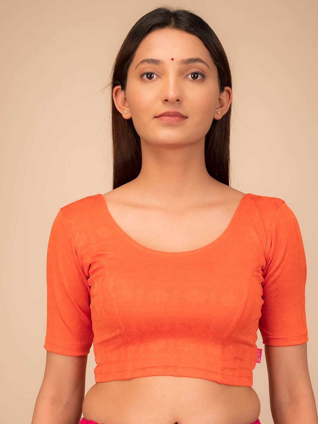 

Bindigasm's Advi Stretchable Cotton Saree Blouse, Orange