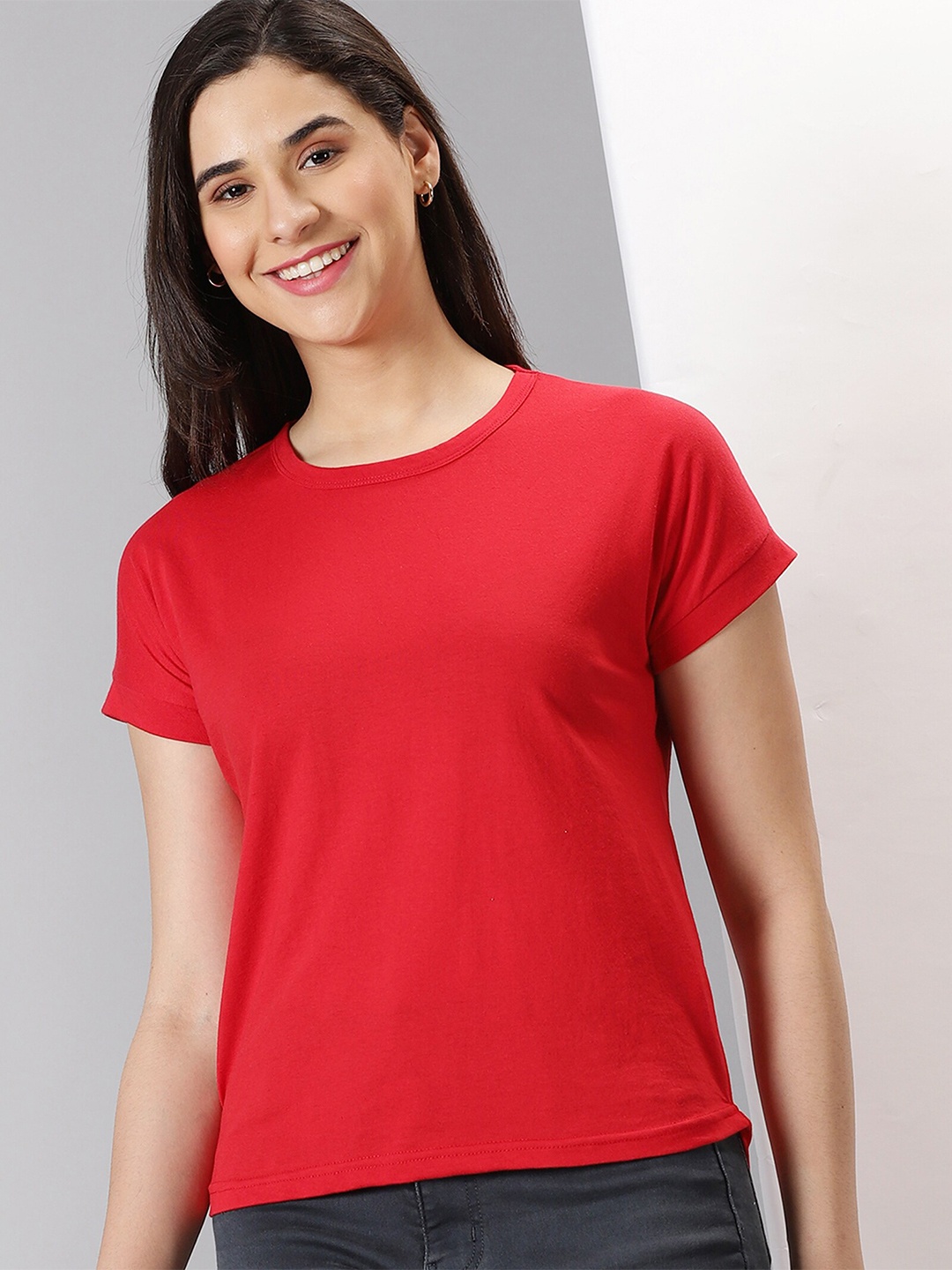 

AUSK Round Neck Regular Fit T-shirt, Red