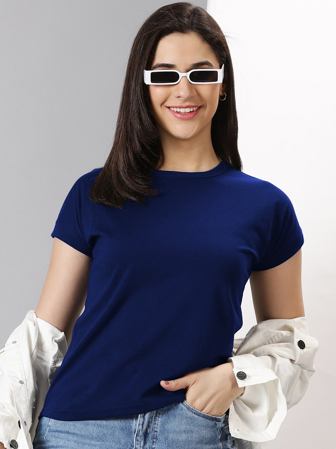 

AUSK Round Neck Regular Fit T-shirt, Blue
