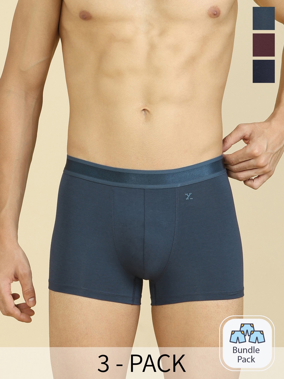 

XYXX Pack Of 3 Crest IntelliCraft Supima Cotton Modal Trunks XYTRNK3PCKN977, Blue