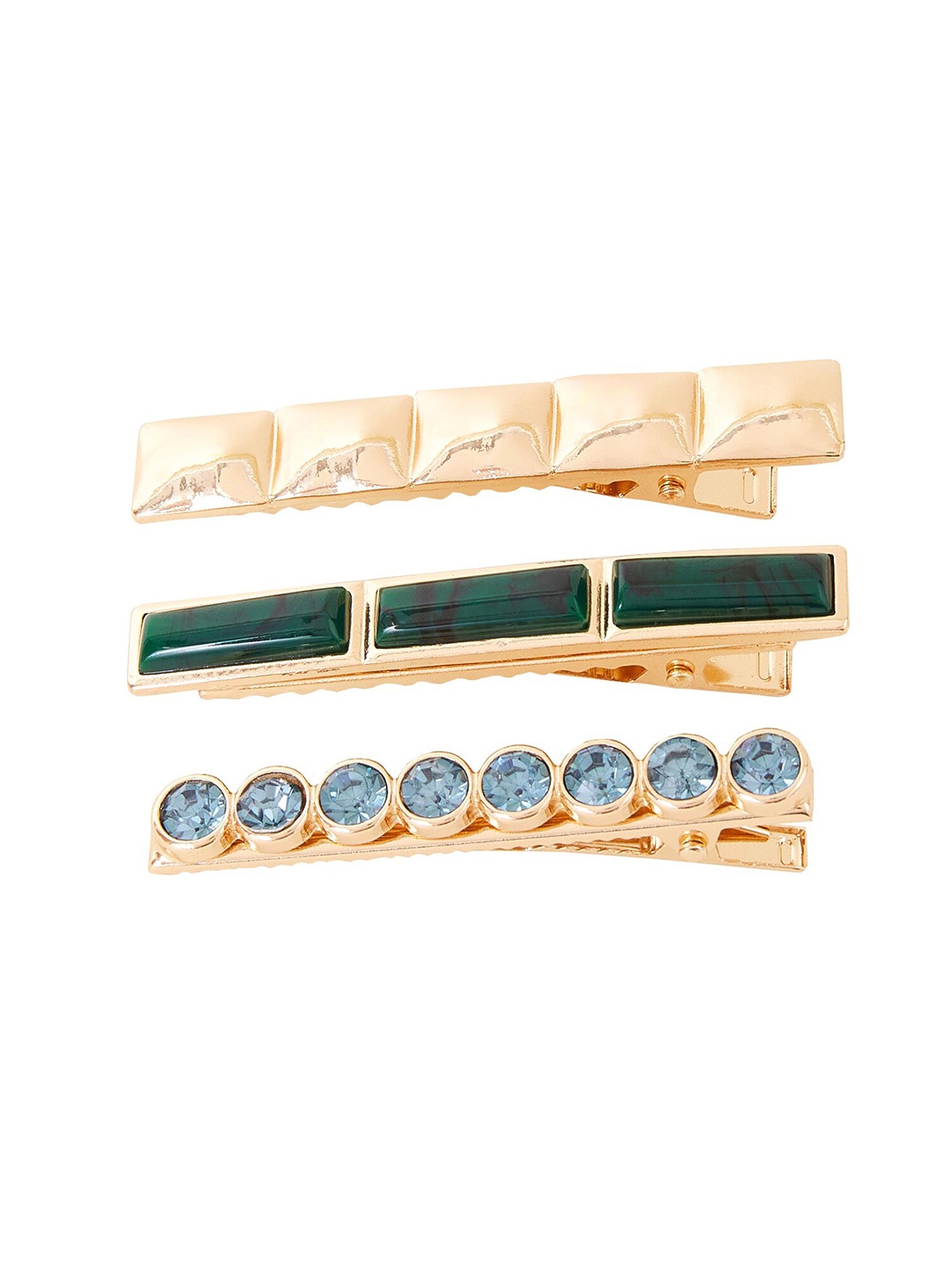 

Accessorize Set of 3 Alligator Hair Clip, Green