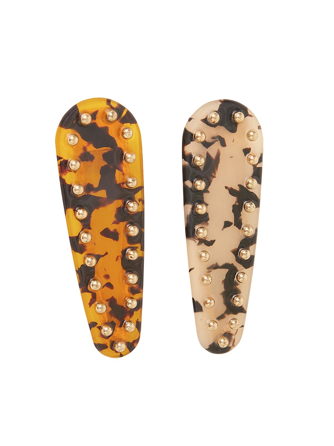 

Accessorize Set of 2 Embellished Alligator Hair Clip, Brown