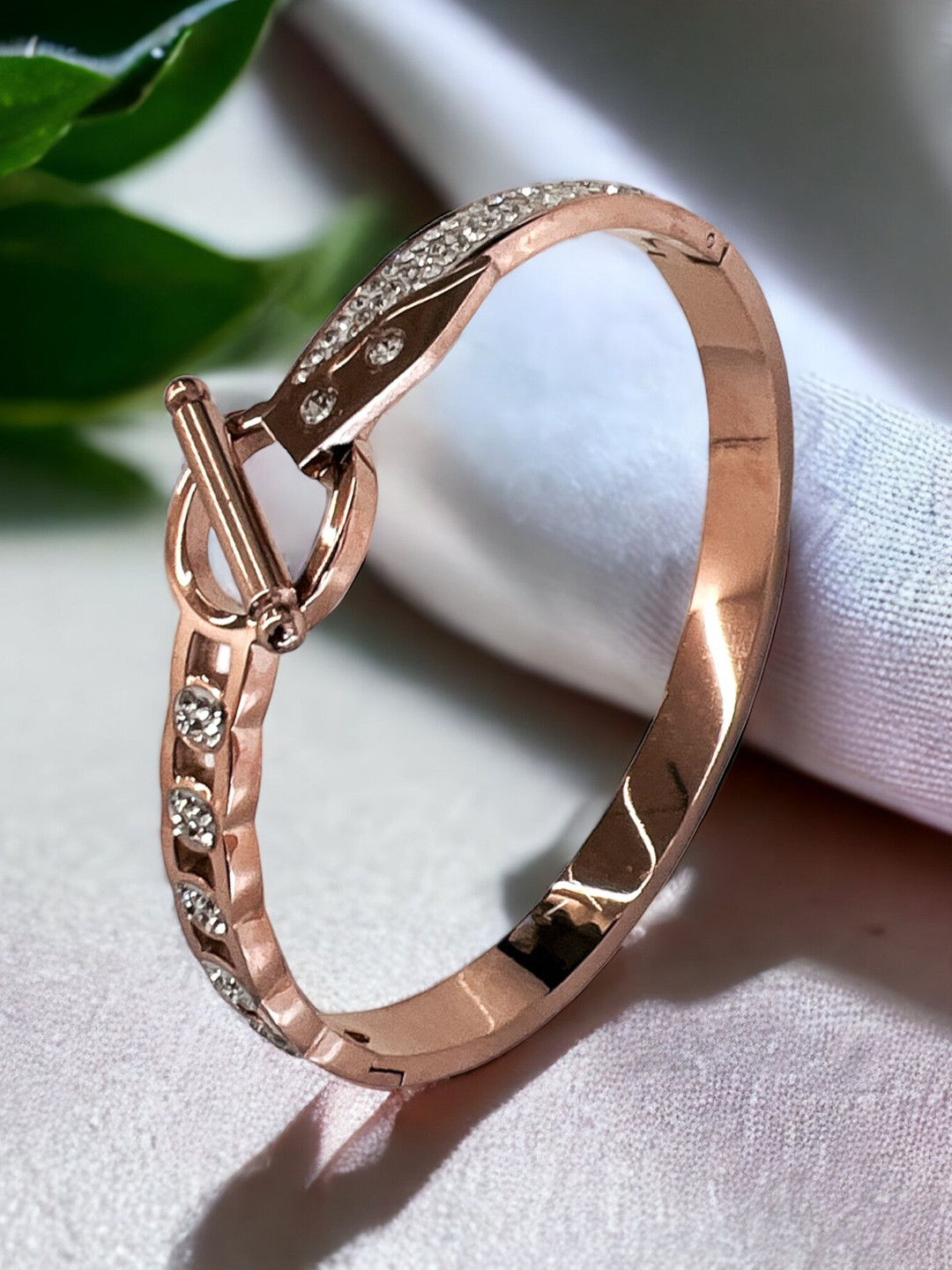 

MYKI American Diamond Rose Gold-Plated Bangle-Style Bracelet