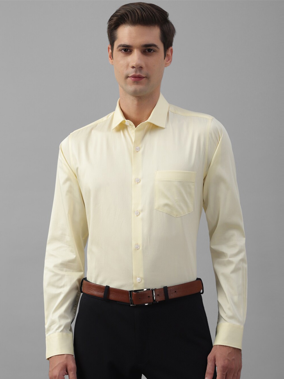 

Allen Solly Slim Fit Spread Collar Pure Cotton Formal Shirt, Yellow