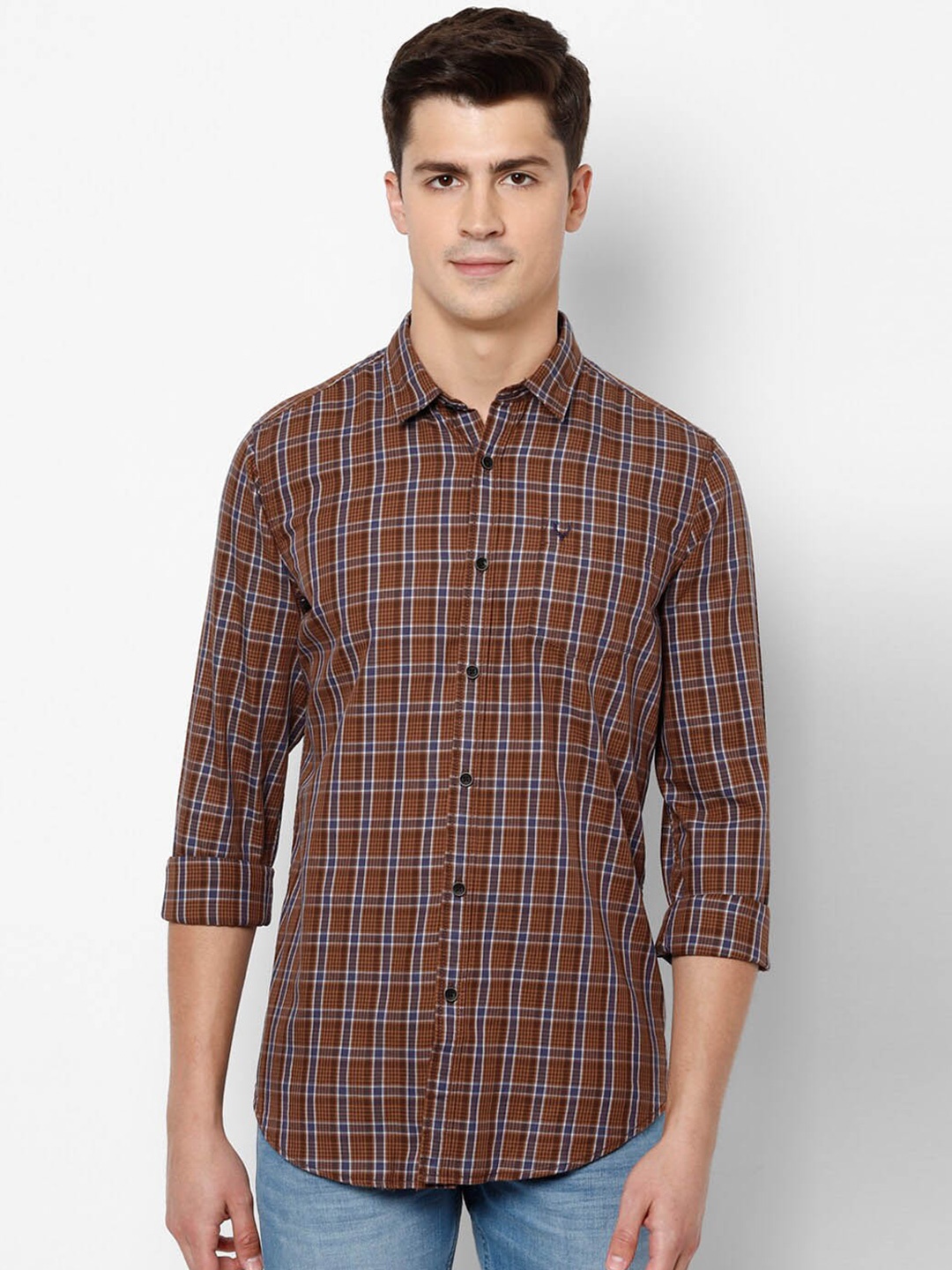 

Allen Solly Checked Classic Cotton Casual Shirt, Brown