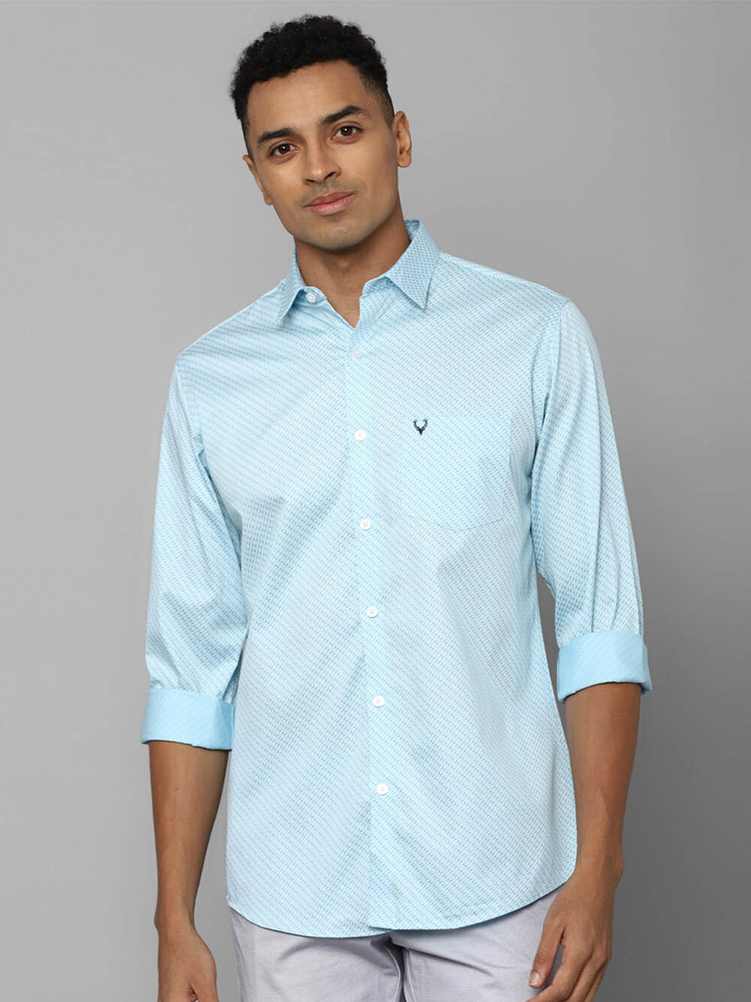 

Allen Solly Slim Fit Micro Ditsy Printed Cotton Casual Shirt, Blue